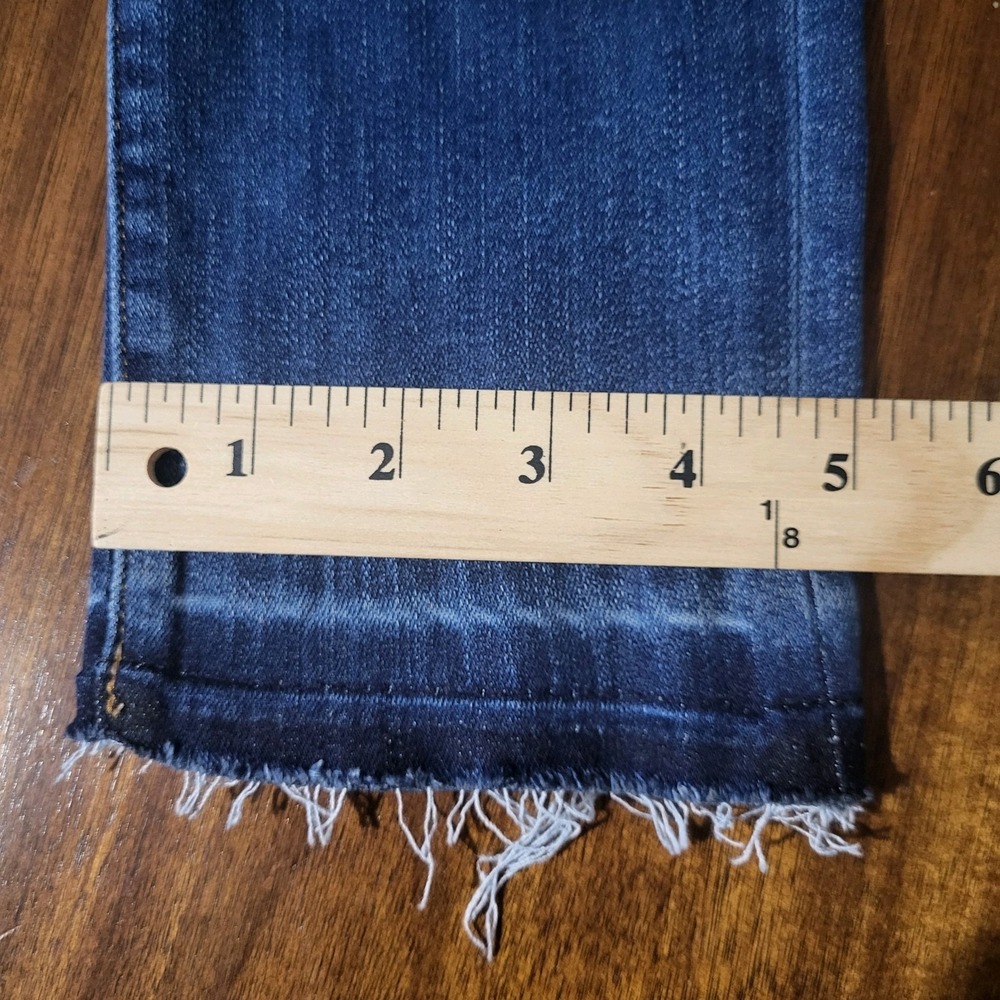 Denim Forum Aritzia The Nico Mid Rise Skinny Crop‎ Raw Released Hems Size 28 - Picture 9 of 11
